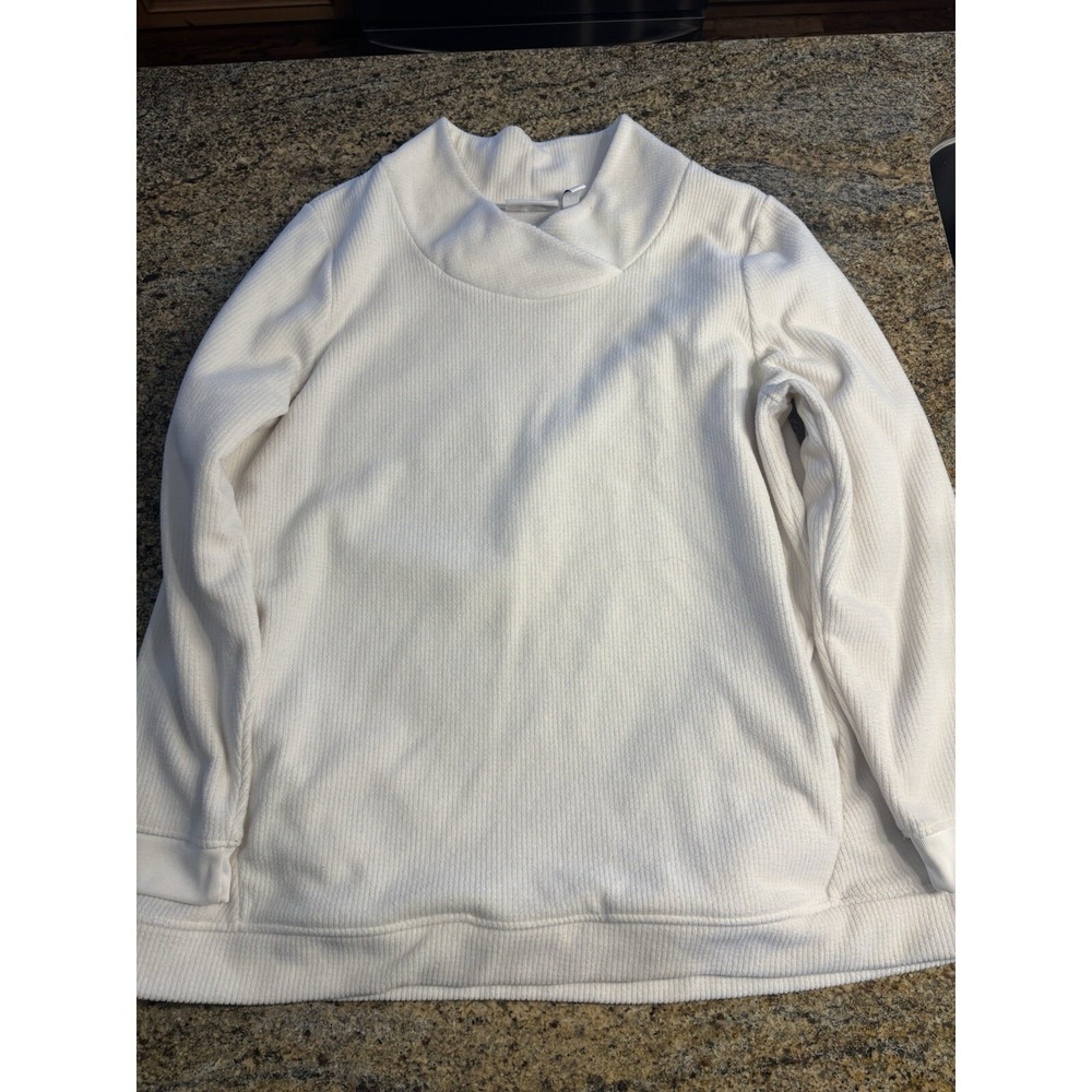 Denim & Co. Neck Pullover Ribbed‎ Sweater Sz L